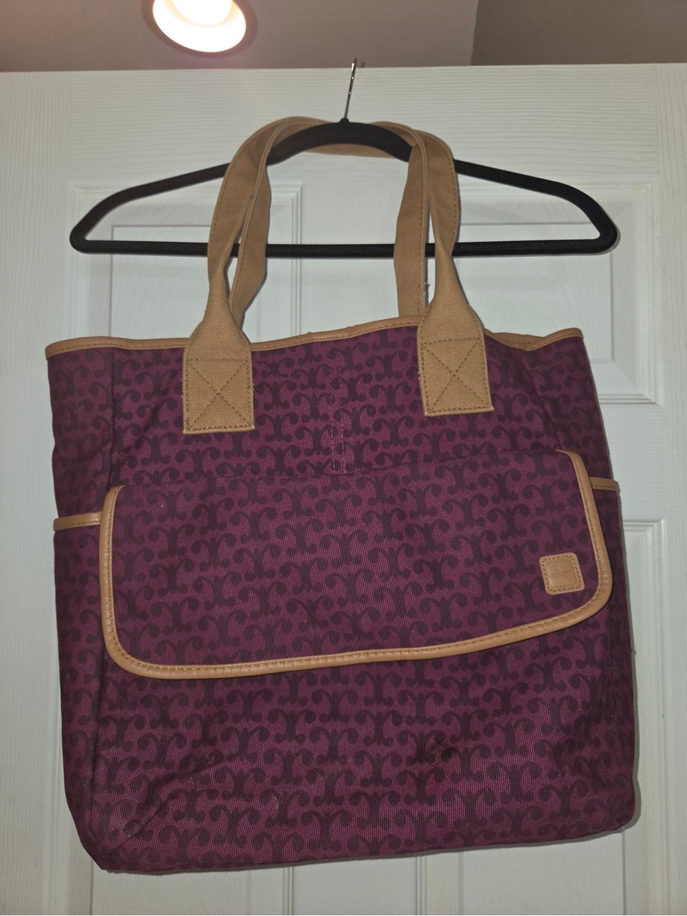 Burgundy Tote with Tan Trim